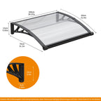 Polycarbonat Haustürvordach mit Entwässerung 80×100 cm