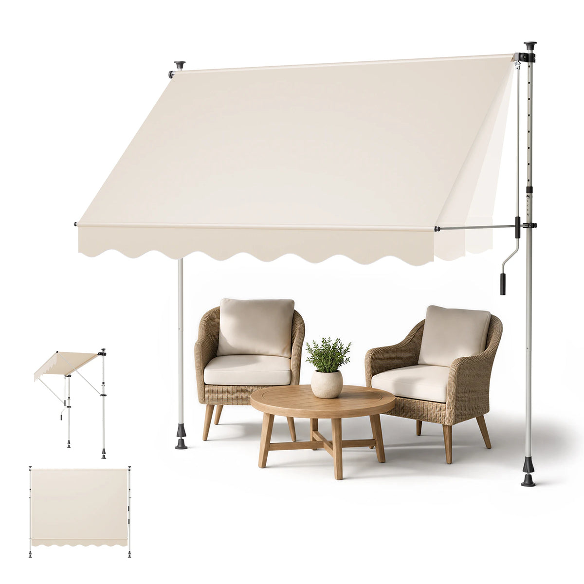 Klemmmarkise ohne Bohren 120×300 cm