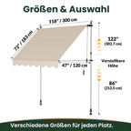 Klemmmarkise ohne Bohren 120×300 cm