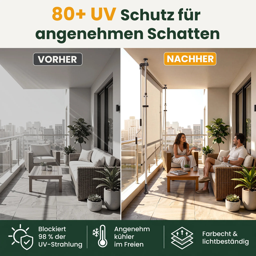 Klemmmarkise ohne Bohren 120×300 cm