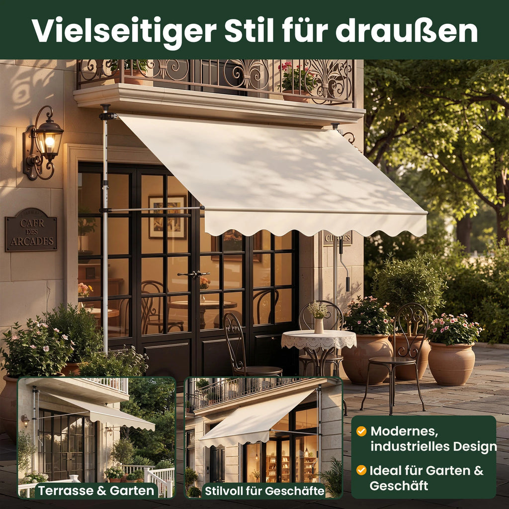 Klemmmarkise ohne Bohren 120×300 cm