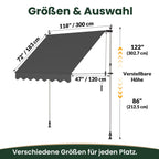 Klemmmarkise ohne Bohren 120×200 cm