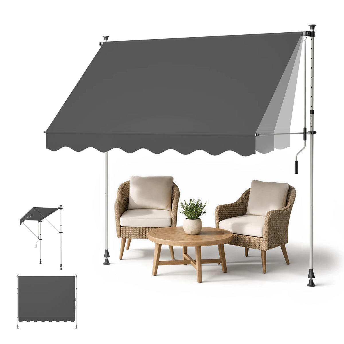 Klemmmarkise ohne Bohren 120×300 cm