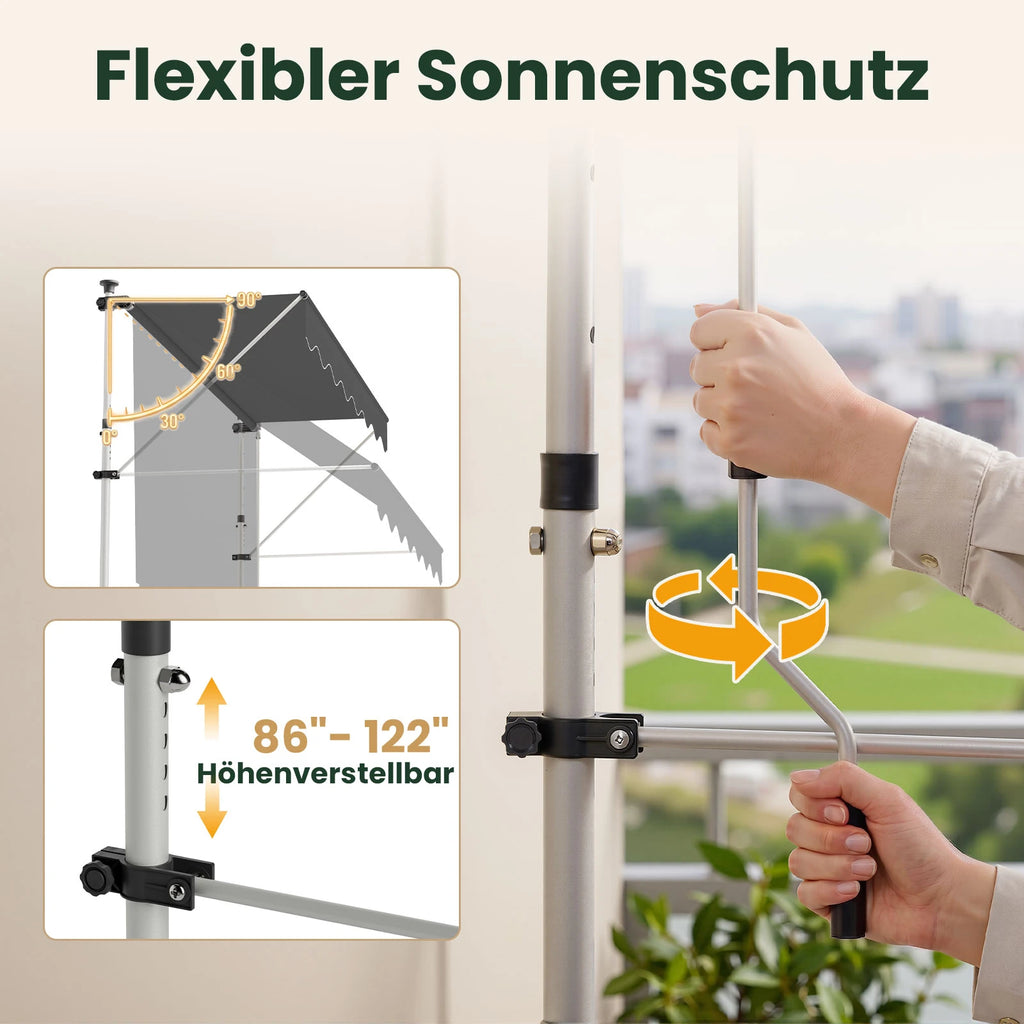 Klemmmarkise ohne Bohren 120×200 cm