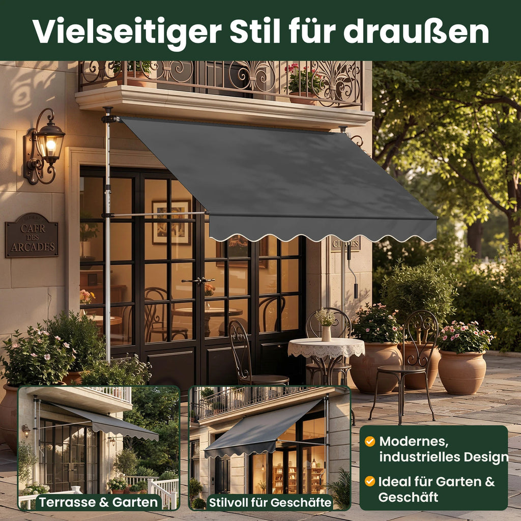 Klemmmarkise ohne Bohren 120×200 cm