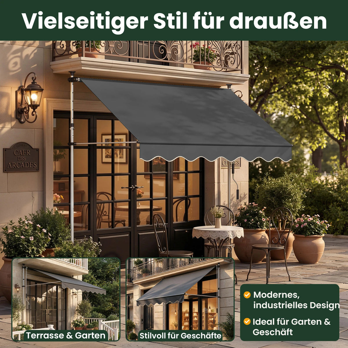 Klemmmarkise ohne Bohren 120×200 cm
