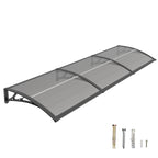 Haustürvordach 120×300 cm mit Regenrinne – Rauchgrau