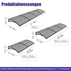 Haustürvordach 120×300 cm mit Regenrinne – Rauchgrau