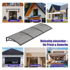 Haustürvordach 120×300 cm mit Regenrinne – Rauchgrau