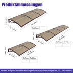 Haustürvordach 120×300 cm mit Regenrinne – Braun