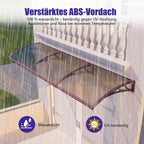Haustürvordach 120×300 cm mit Regenrinne – Braun