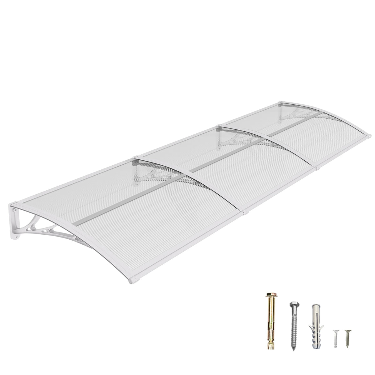 Haustürvordach 120×300 cm mit Regenrinne – Weiße