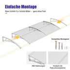 Haustürvordach 120×300 cm mit Regenrinne – Weiße