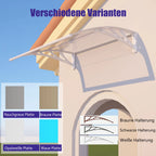 Haustürvordach 120×300 cm mit Regenrinne – Weiße