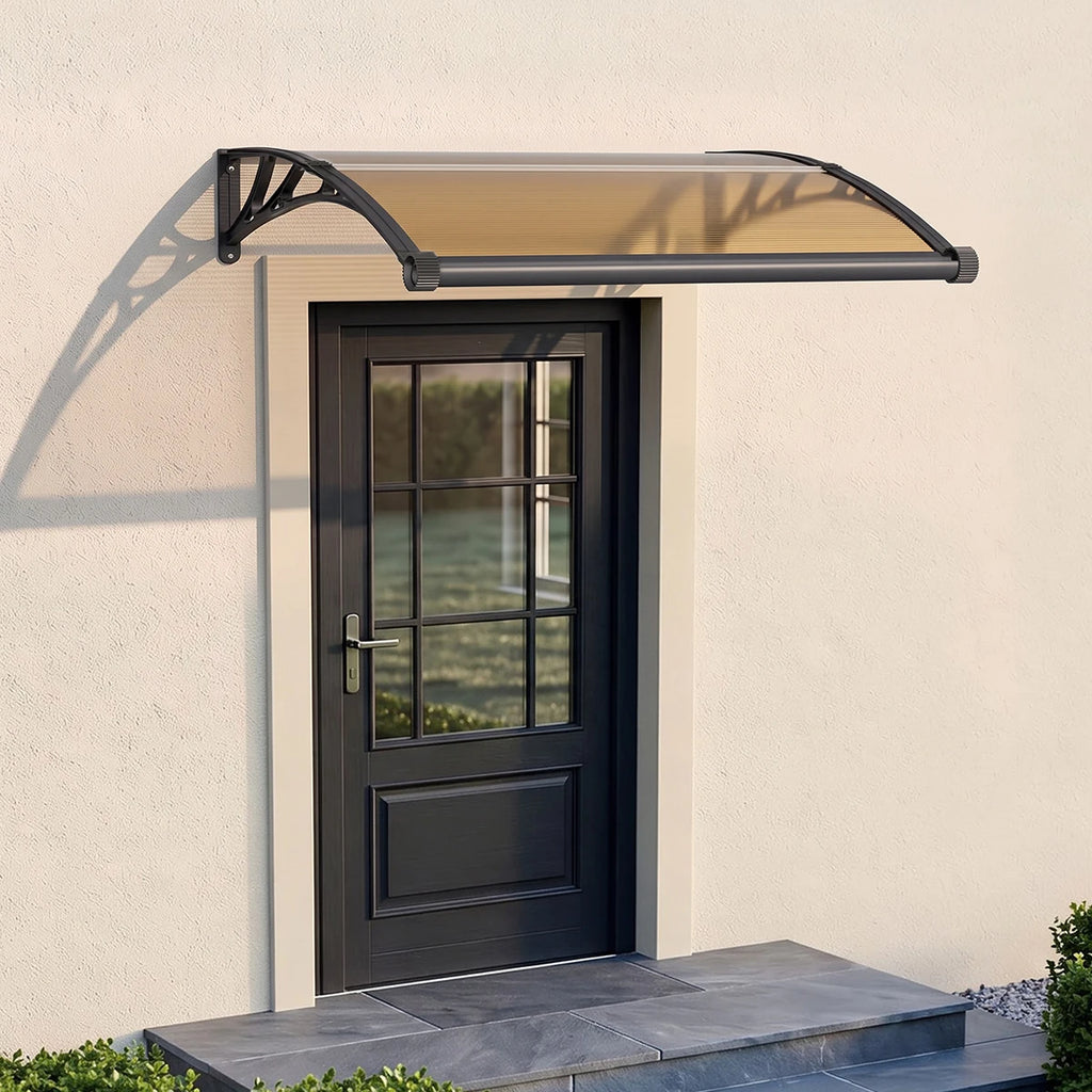 Polycarbonat Haustürvordach mit Entwässerung 80×120 cm