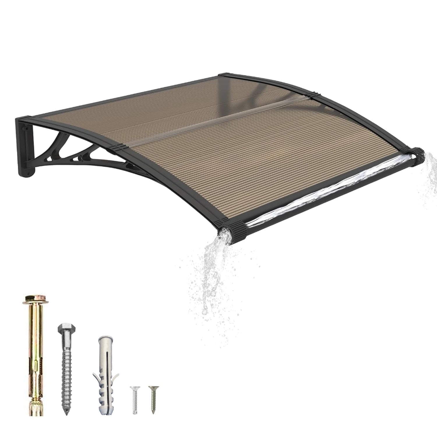 Polycarbonat Haustürvordach mit Entwässerung 80×100 cm