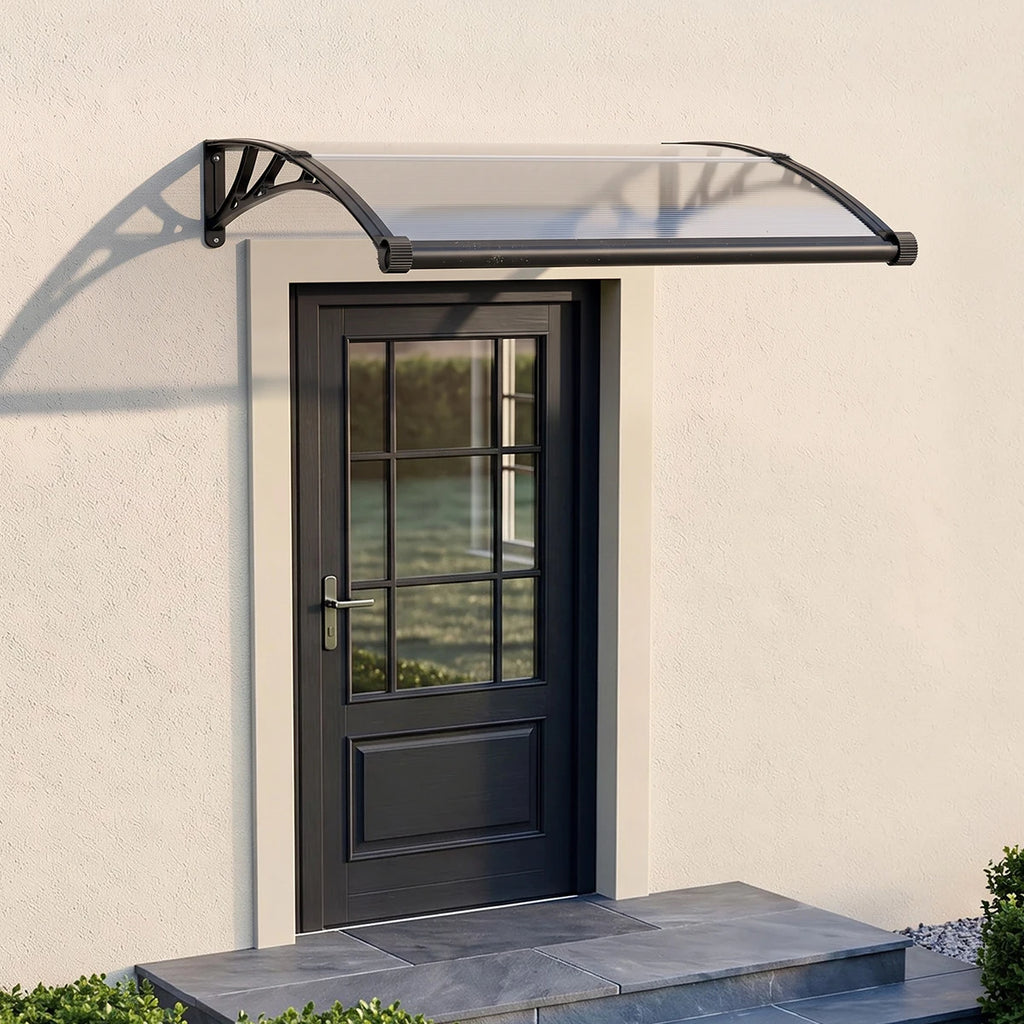 Polycarbonat Haustürvordach mit Entwässerung 80×120 cm
