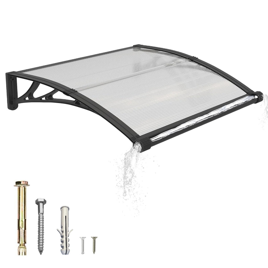 Polycarbonat Haustürvordach mit Entwässerung 80×100 cm