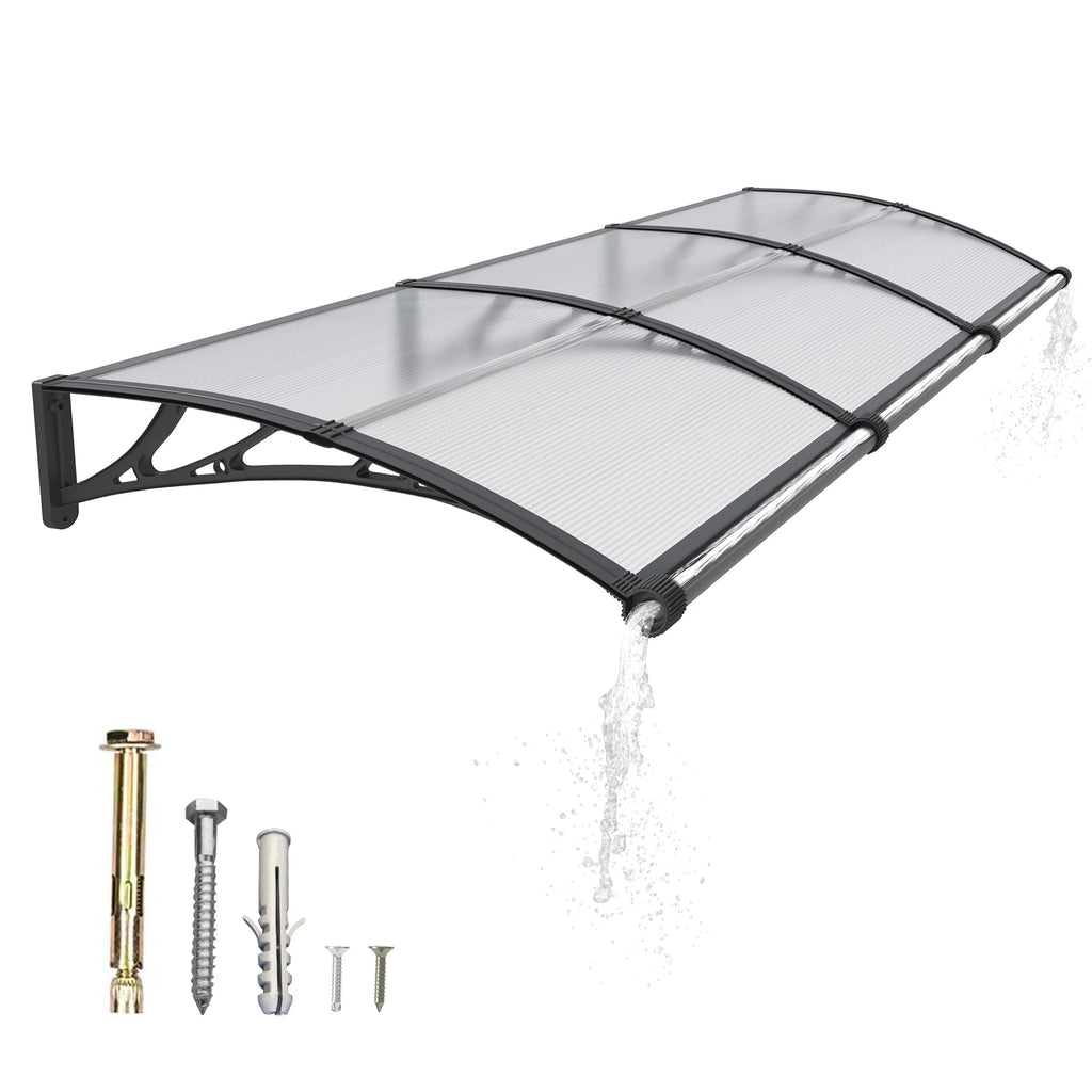 Polycarbonat Haustürvordach mit Entwässerung 80×300 cm
