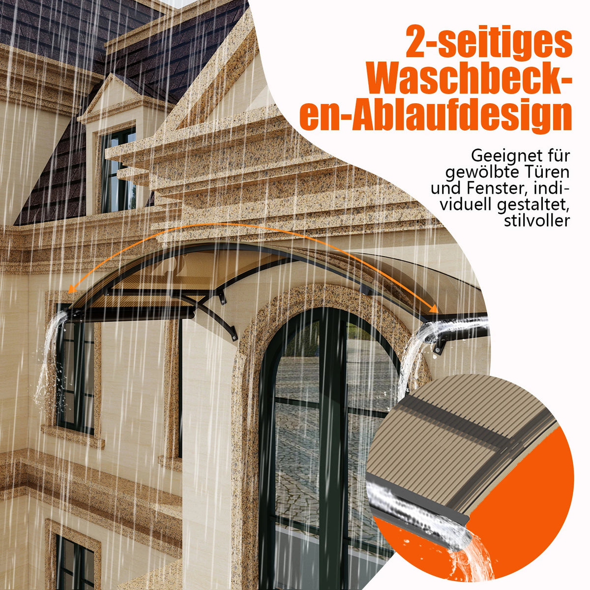Bogenvordach aus Polycarbonat 90x140 cm