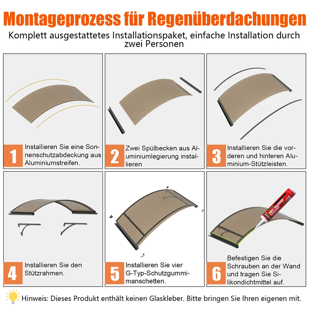Bogenvordach aus Polycarbonat 90x140 cm