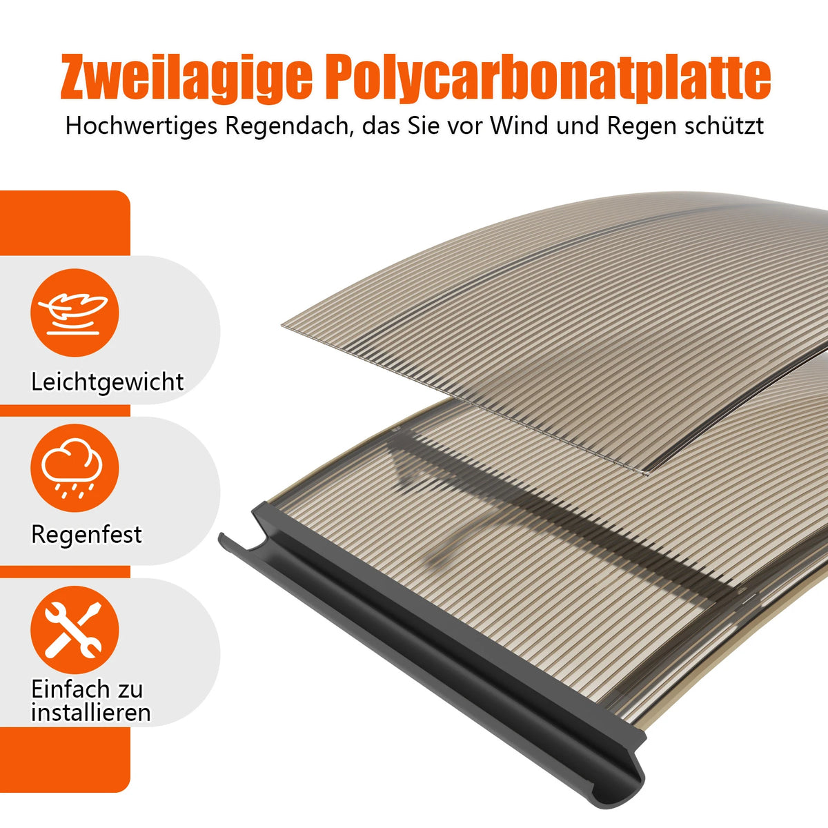 Bogenvordach aus Polycarbonat 90x140 cm