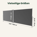 Einziehbare Seitenmarkise 180×600 cm