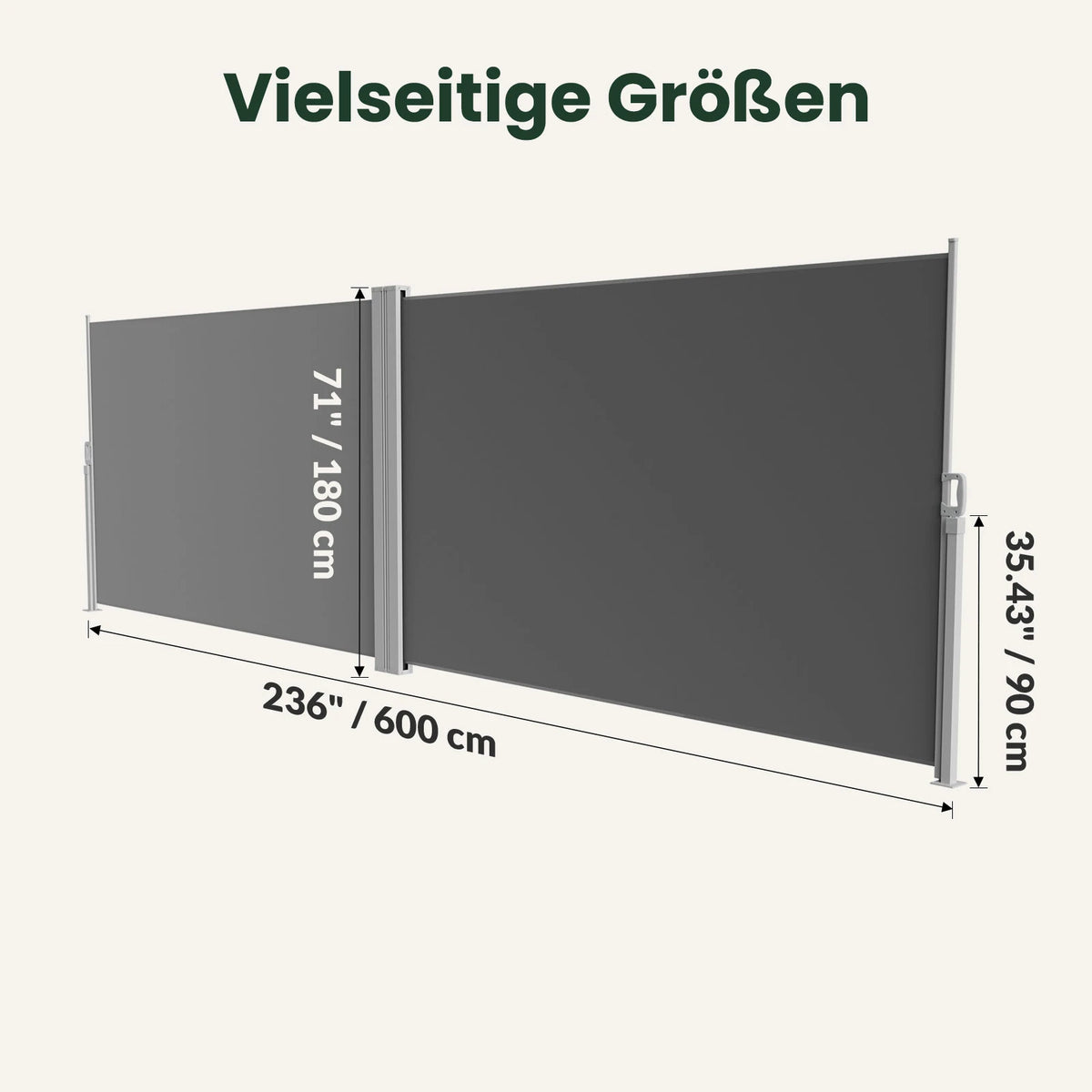 Einziehbare Seitenmarkise 180×600 cm