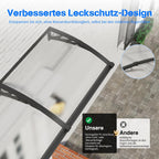 Polycarbonat Haustürvordach mit Entwässerung 100×240 cm