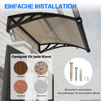 Polycarbonat Haustürvordach mit Entwässerung 100×240 cm