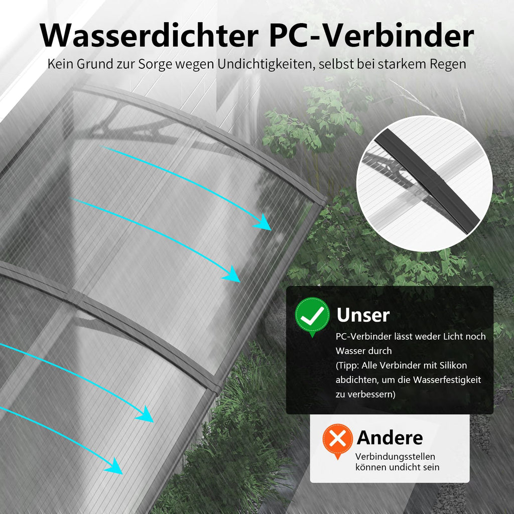 Polycarbonat Haustürvordach Eingang 80×200 cm
