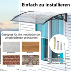 Polycarbonat Haustürvordach Eingang 80×200 cm