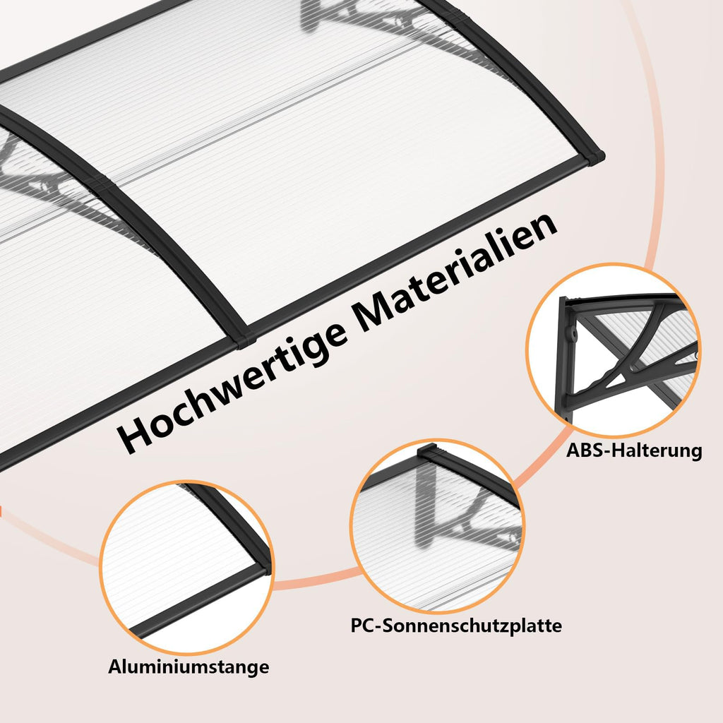 Polycarbonat Haustürvordach Eingang 80×200 cm