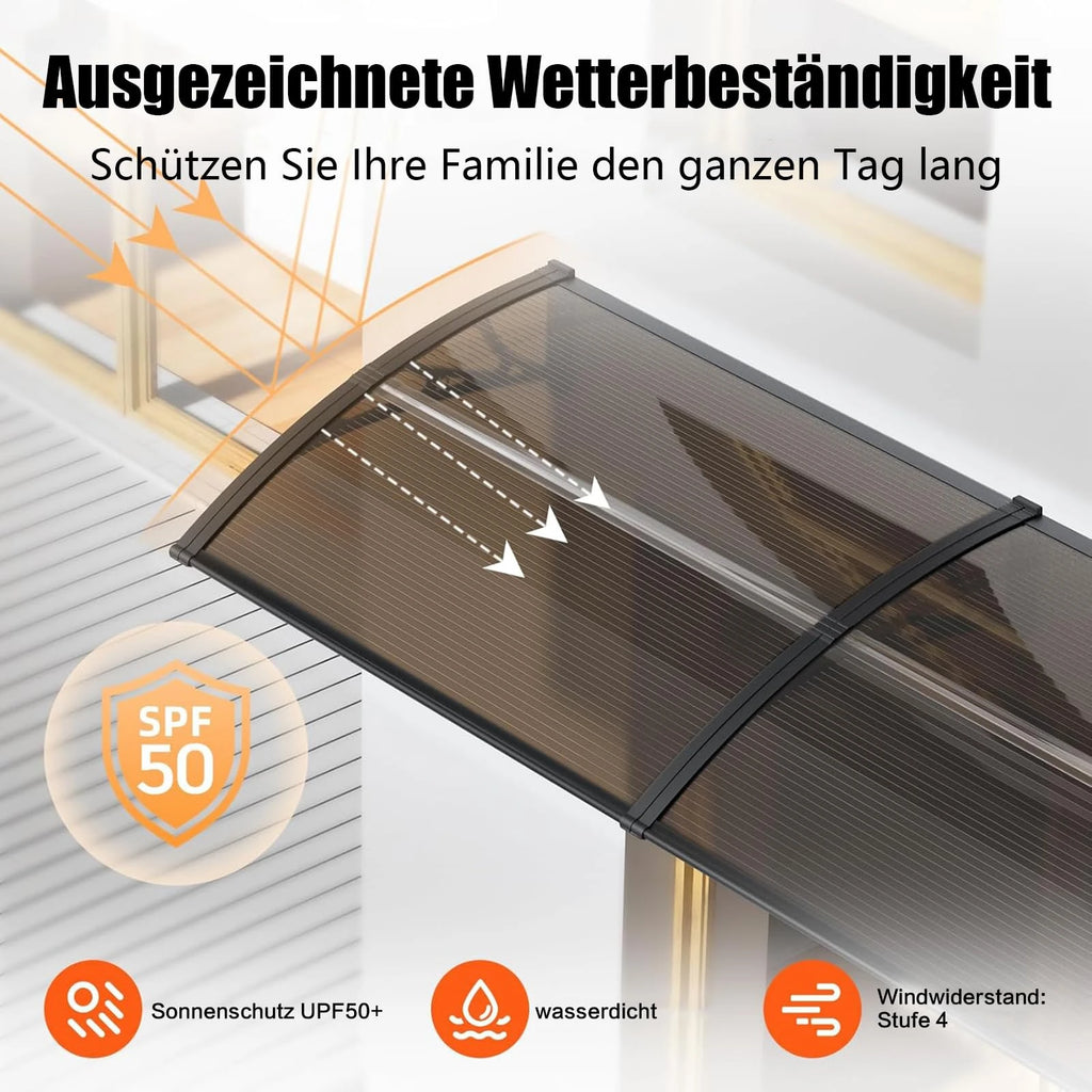 Polycarbonat Haustürvordach Eingang 80×200 cm