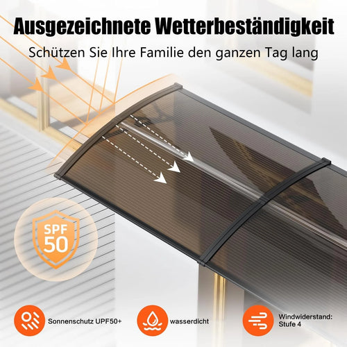 Polycarbonat Haustürvordach Eingang 60×100 cm