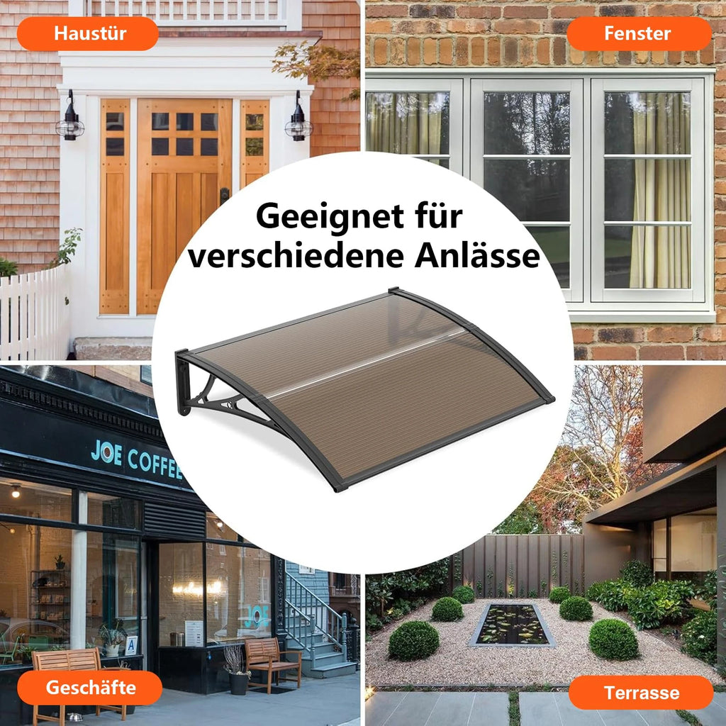 Polycarbonat Haustürvordach Eingang 80×200 cm