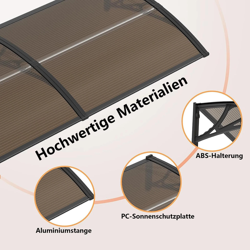 Polycarbonat Haustürvordach Eingang 80×200 cm