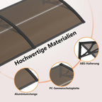 Polycarbonat Haustürvordach Eingang 80×200 cm